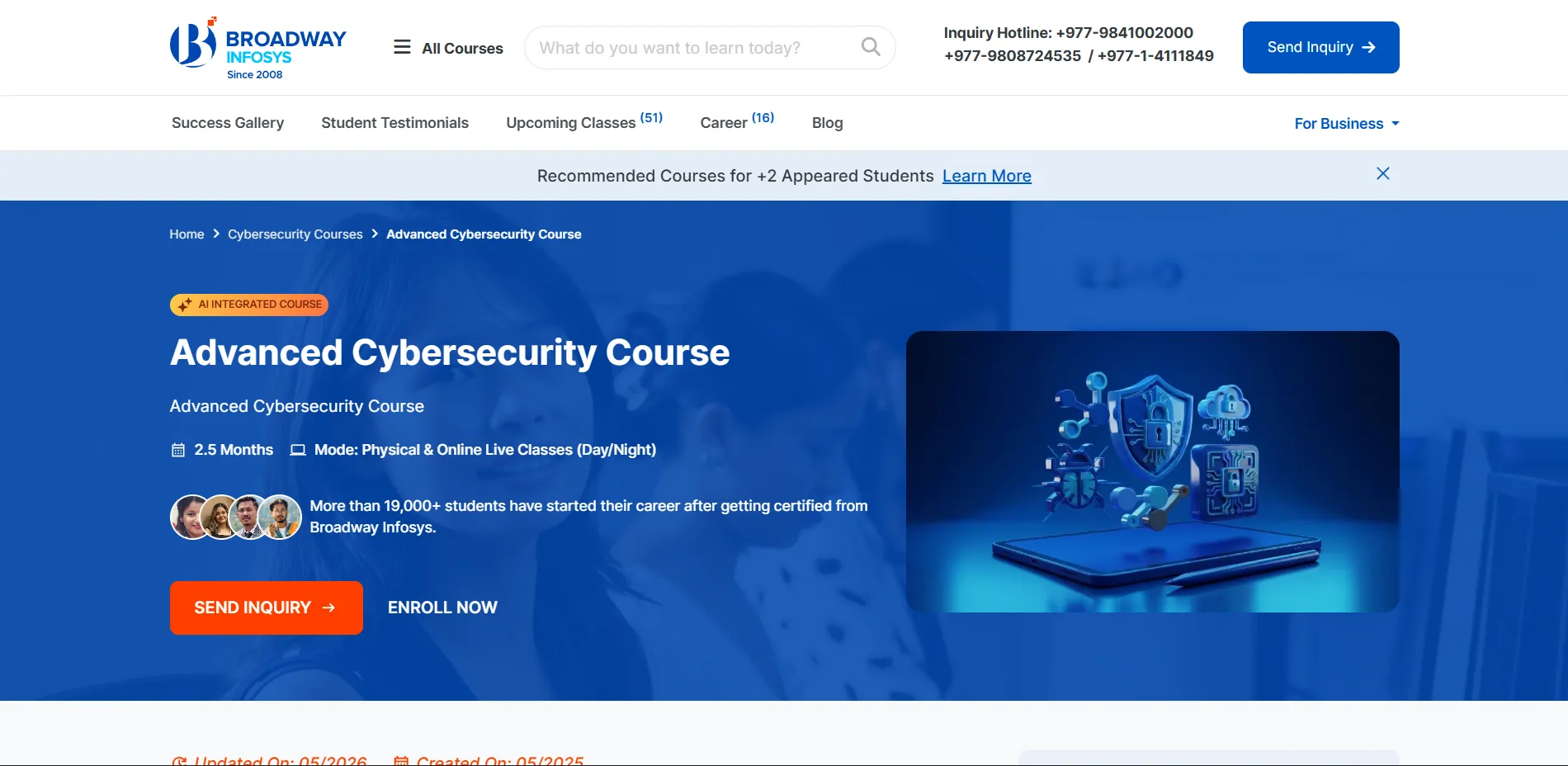 <span style="font-family: Fustat, sans-serif; display: inline !important;">Cybersecurity training program of Broadway</span>