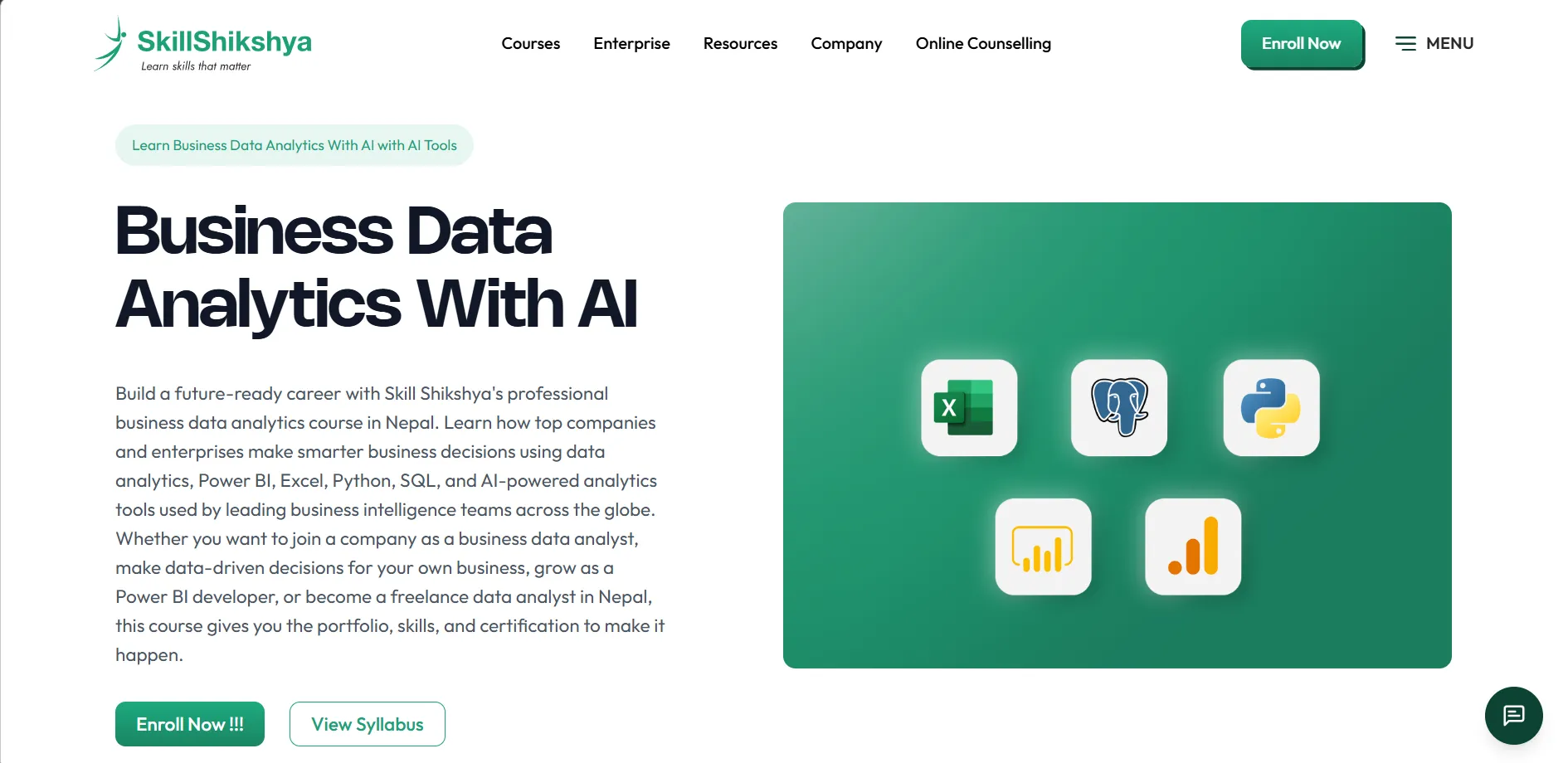 Skill Shikshya's Business Data Analytics with AI program