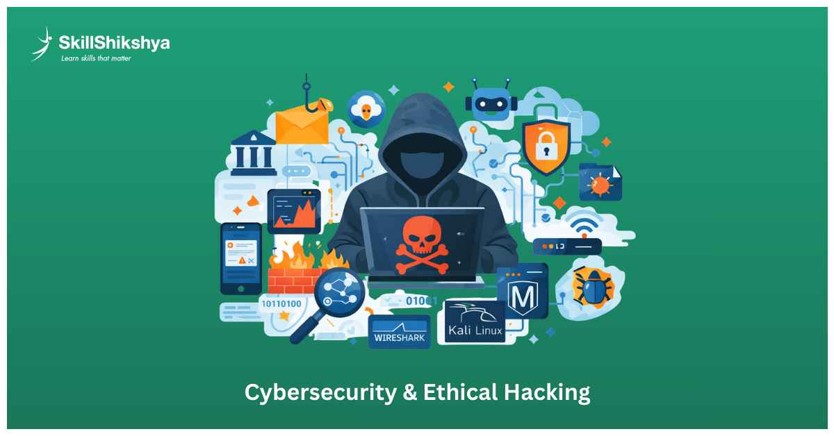 Cybersecurity student performing ethical hacking using Kali Linux and security tools to protect digital systems