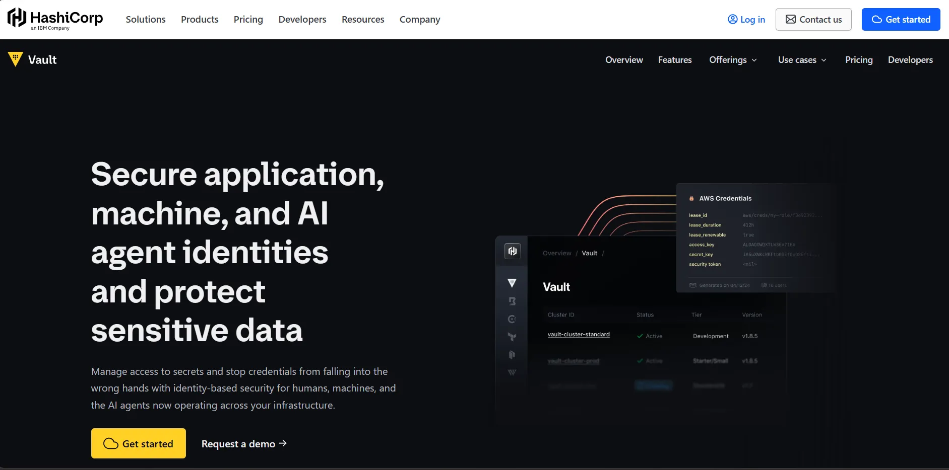 HashiCorp Vault securely managing API keys, credentials, certificates, and sensitive secrets