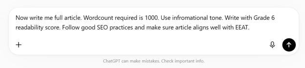 Prompt for generating a draft