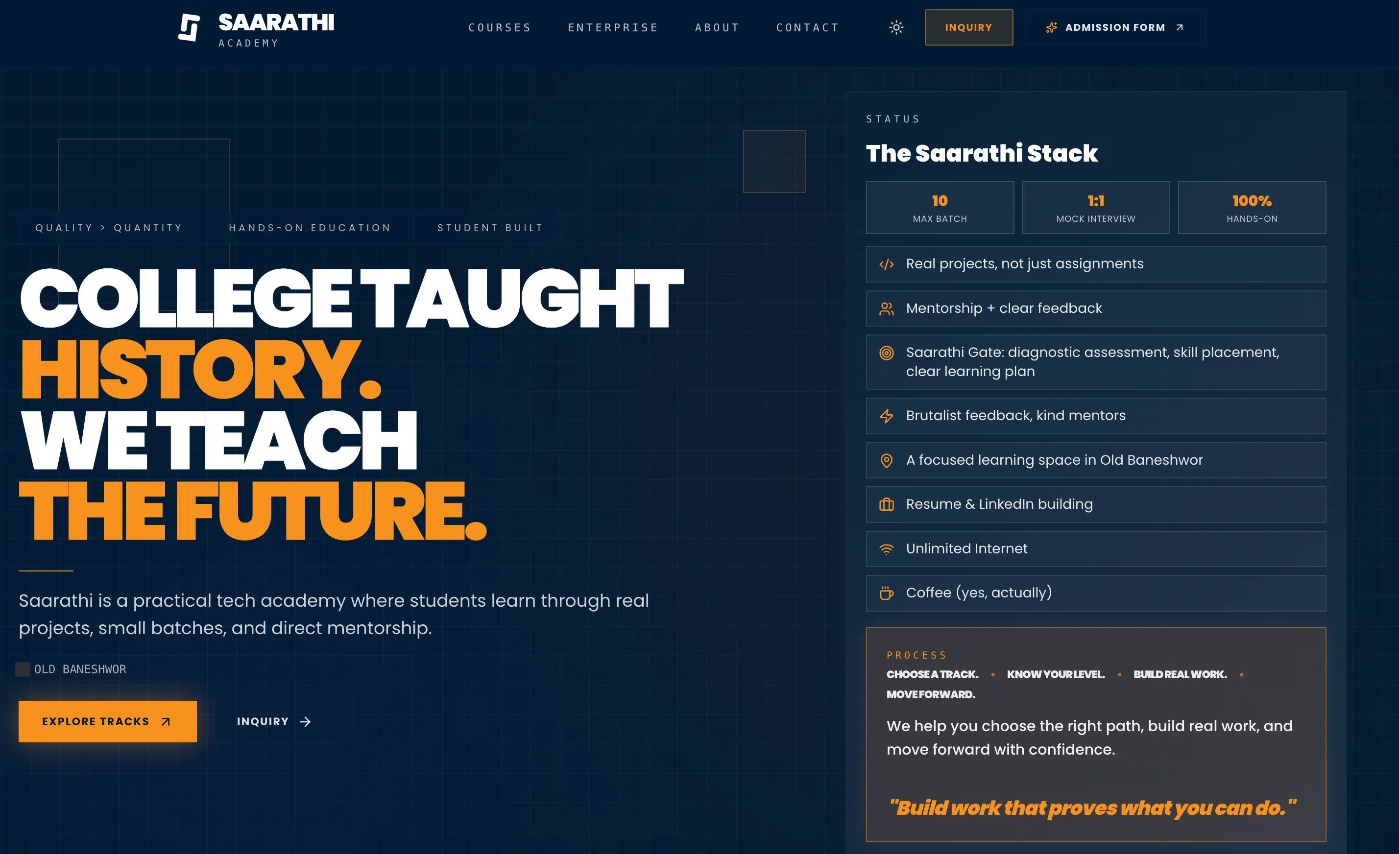 Saarathi Academy Nepal — practical tech training with small batches, real projects, and 1:1 mentorship in Old Baneshwor