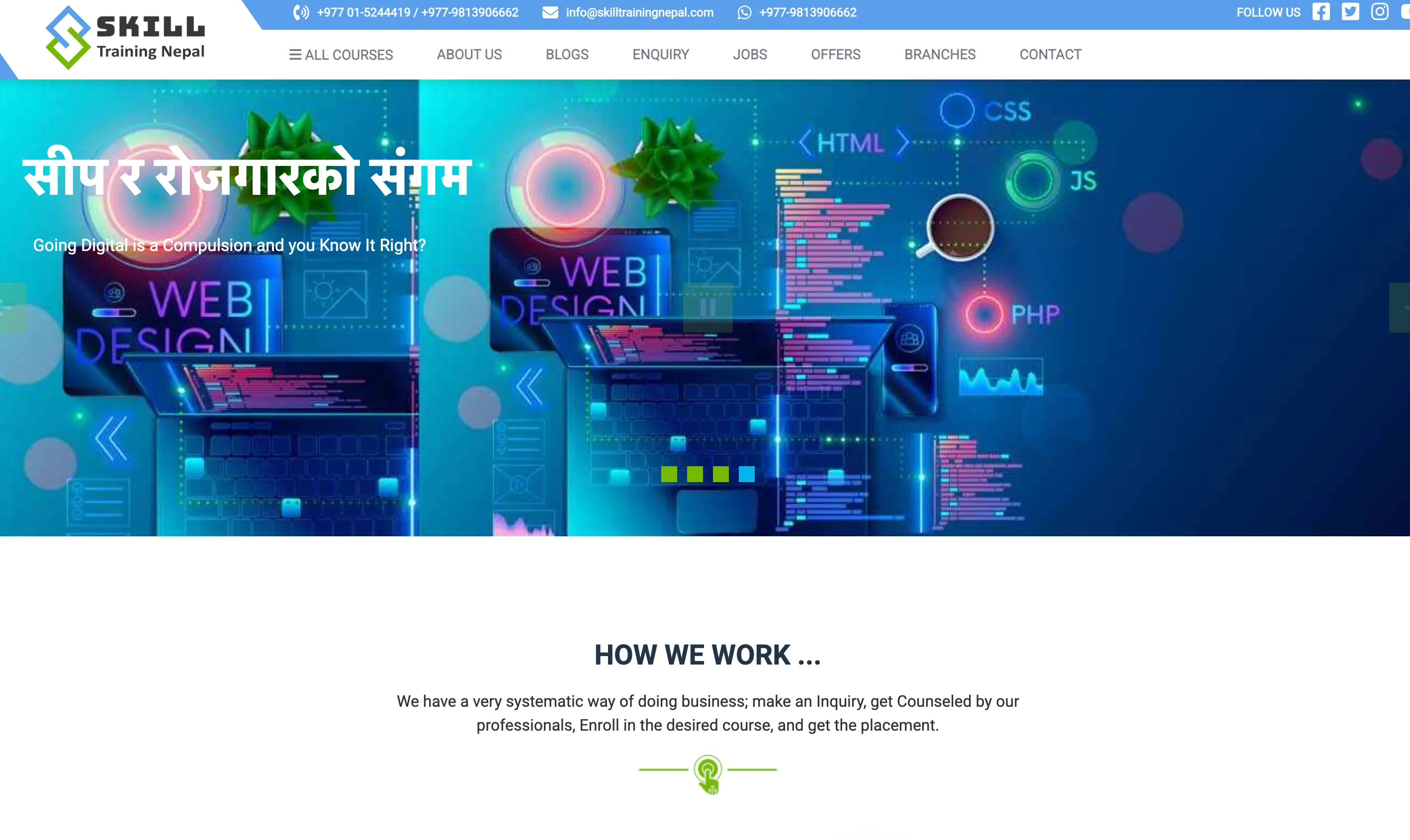 Skill Training Nepal IT institute — web development, digital marketing, networking, cybersecurity and graphic design courses