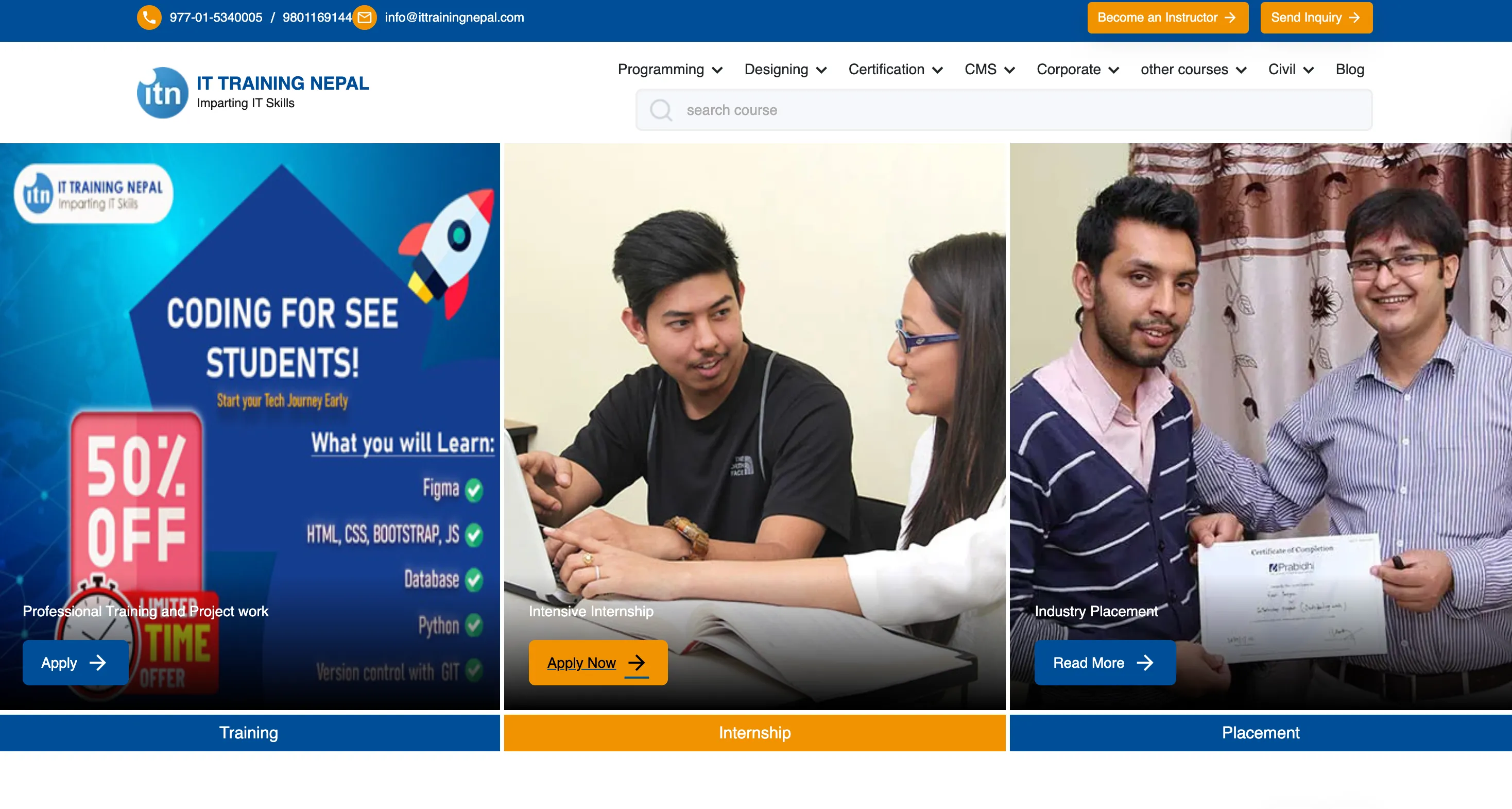 IT Training Nepal — professional IT training, intensive internship, and industry placement support in Kathmandu