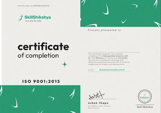 This is the certificate of Skill Shikshya