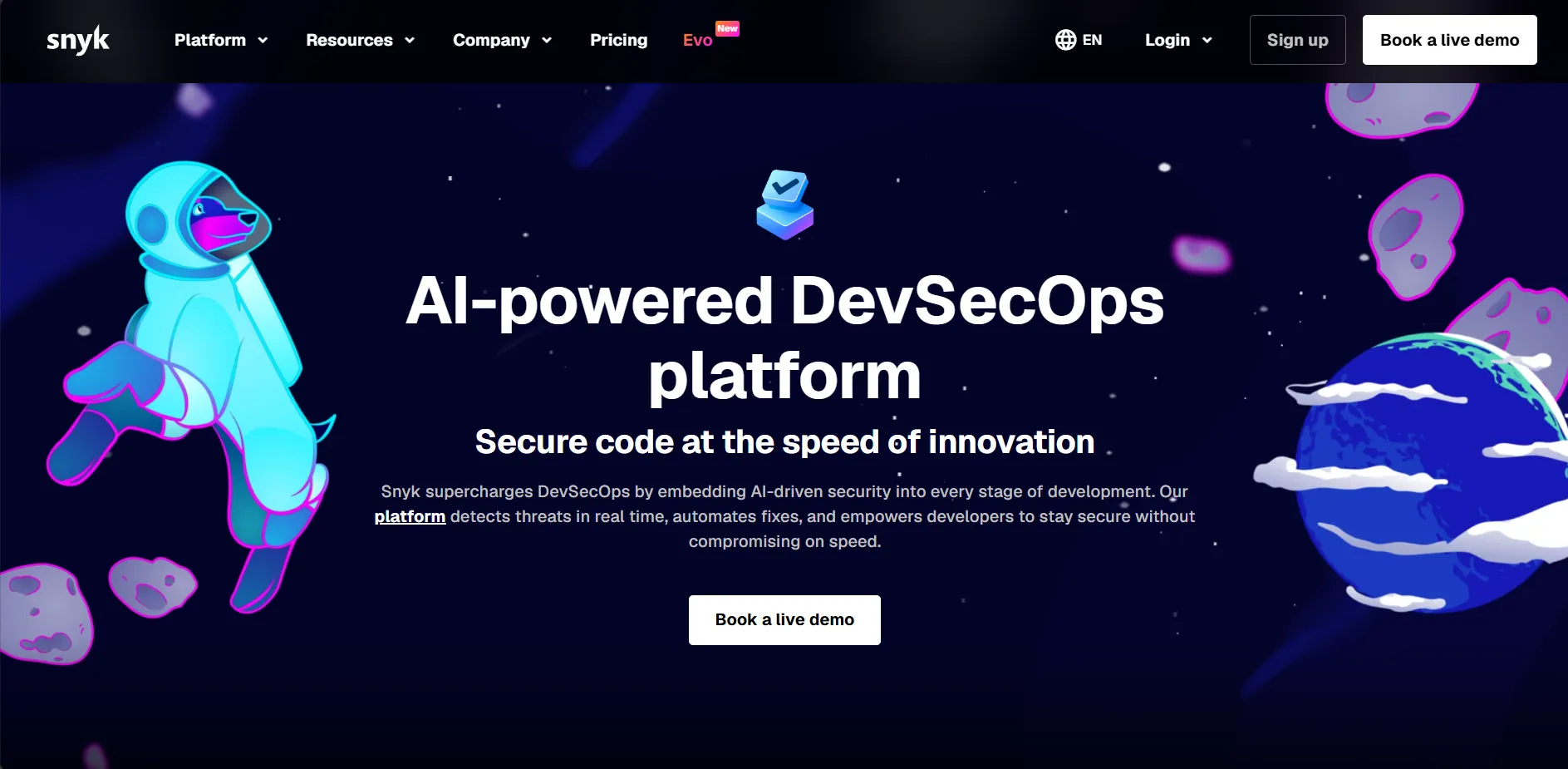 Snyk security scanner detecting vulnerabilities in code, containers, and cloud infrastructure