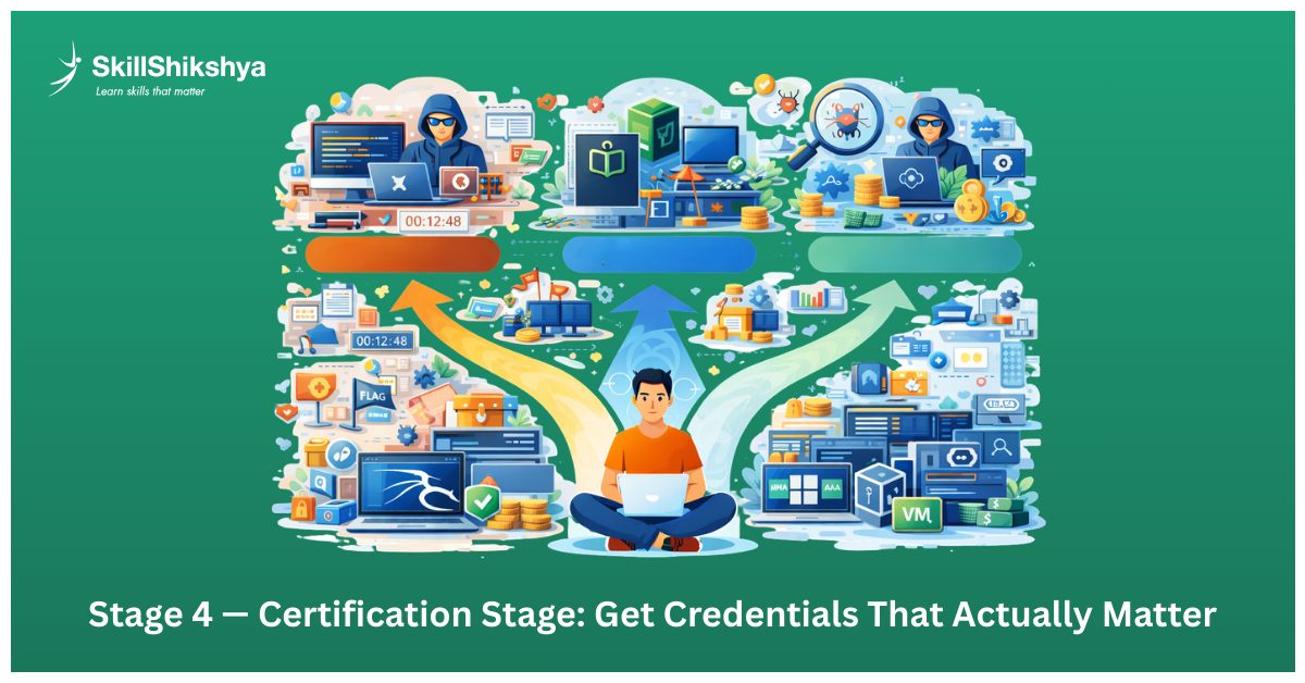 Cybersecurity roadmap certification path from CompTIA Security+ to CEH OSCP and CISSP  Image: Beginner to advanced certification ladder graphic