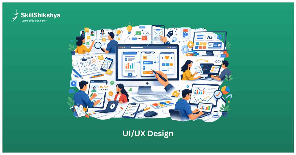 UI UX designer creating wireframes and prototypes in Figma for mobile app interface