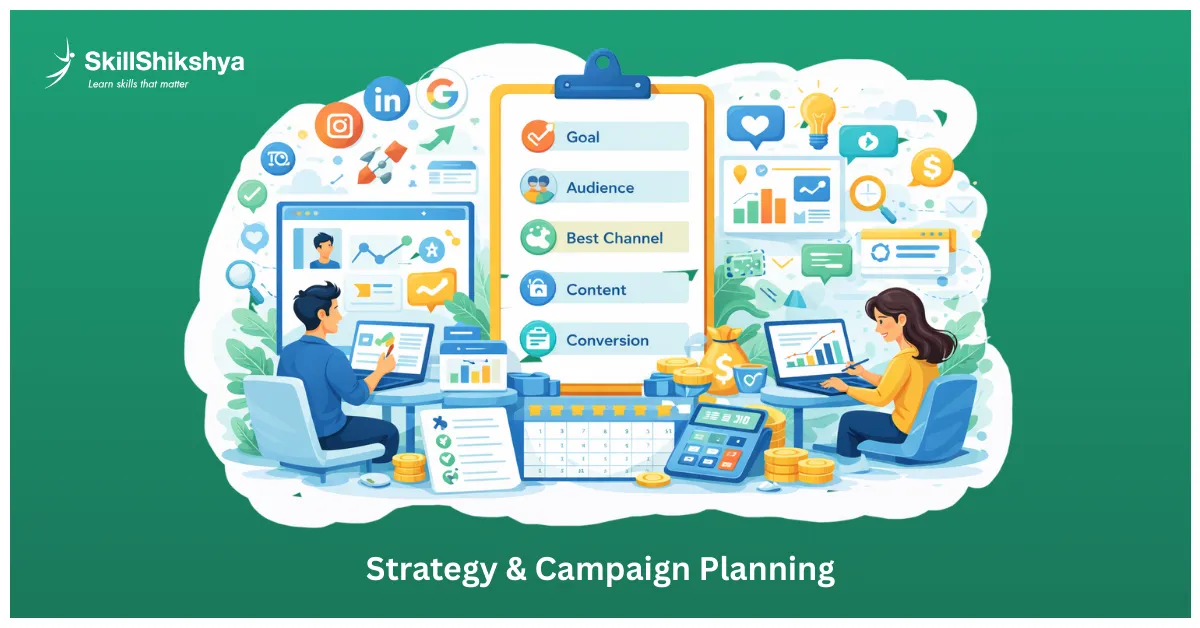 Digital marketing career roadmap focused on building marketing strategy and campaigns